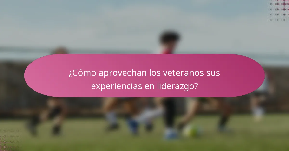 ¿Cómo aprovechan los veteranos sus experiencias en liderazgo?