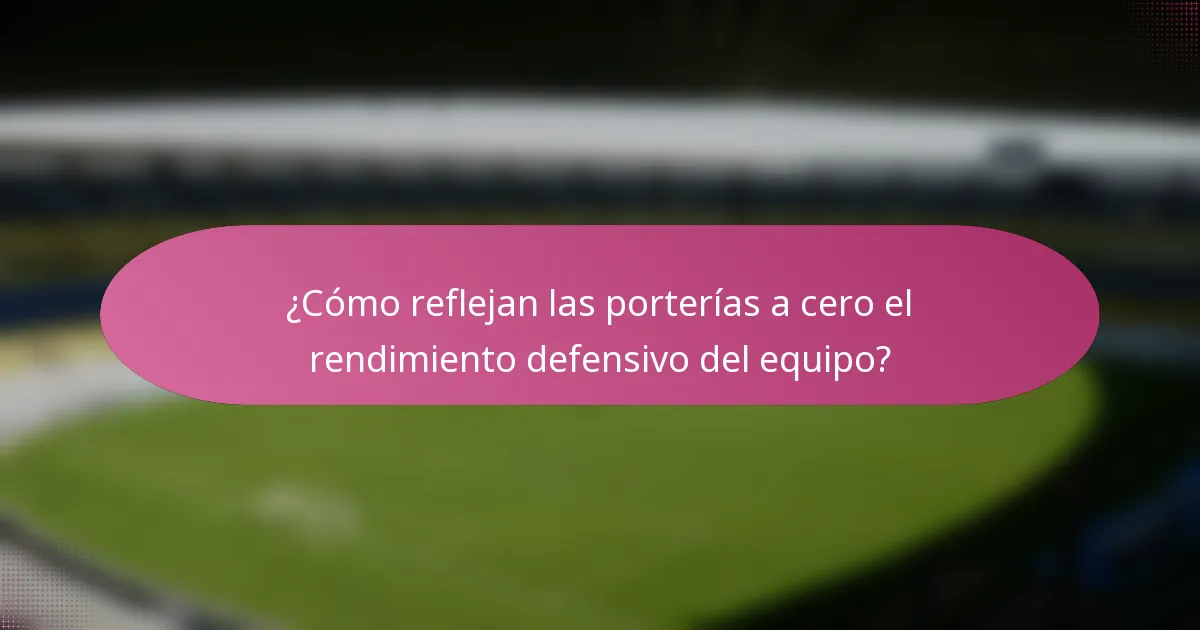 ¿Cómo reflejan las porterías a cero el rendimiento defensivo del equipo?