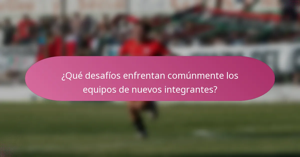¿Qué desafíos enfrentan comúnmente los equipos de nuevos integrantes?