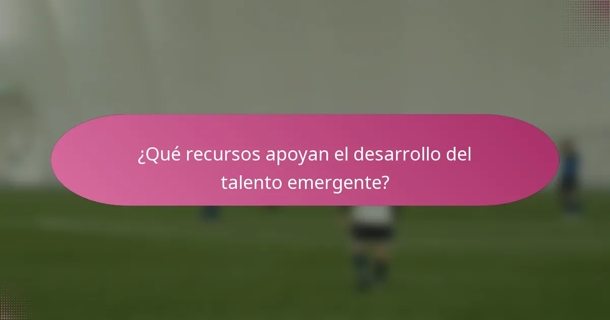 ¿Qué recursos apoyan el desarrollo del talento emergente?
